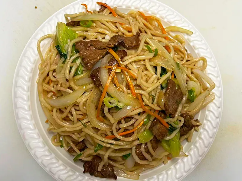 Chewy beef & veggie noodles at Liuji Szechuan Noodle House BK, a Chinese Restaurant in New York