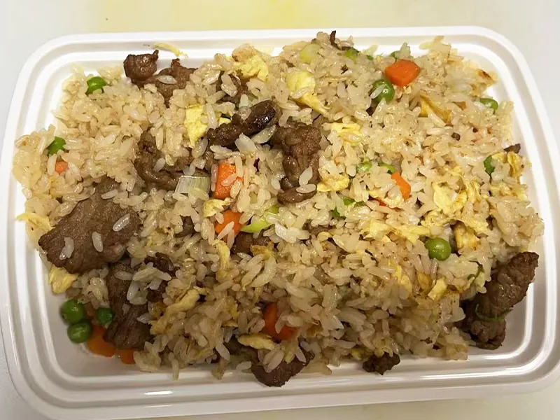 Beef, egg & veggie fried rice at Liuji Szechuan Noodle House BK, a Chinese Restaurant in New York
