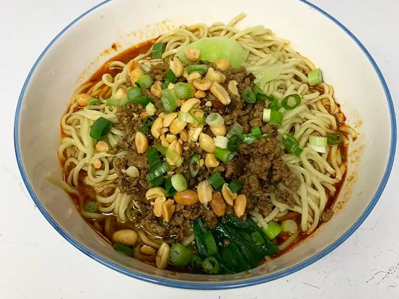 Spicy minced beef & peanut noodles at Liuji Szechuan Noodle House BK, a Chinese Restaurant in New York