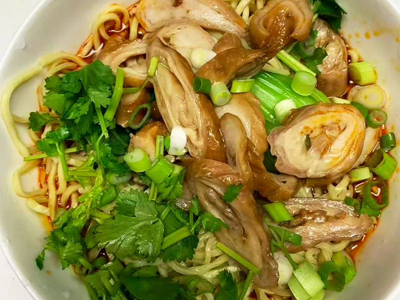 Tender pork intestine noodle soup at Liuji Szechuan Noodle House BK, a Chinese Restaurant in New York